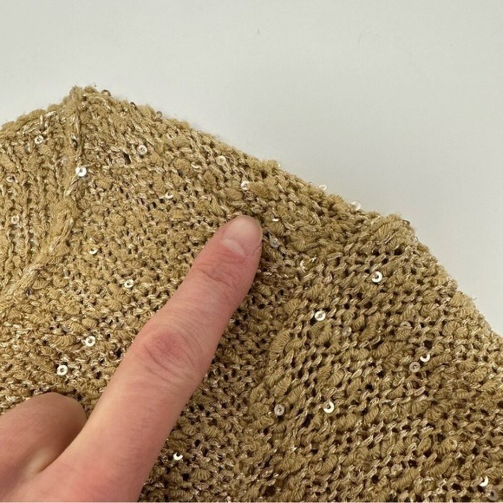 Alfani Gold Sequined Shimmer Scoop Neck Women's Elegant Plus Size Knitted Top - Picture 9 of 10